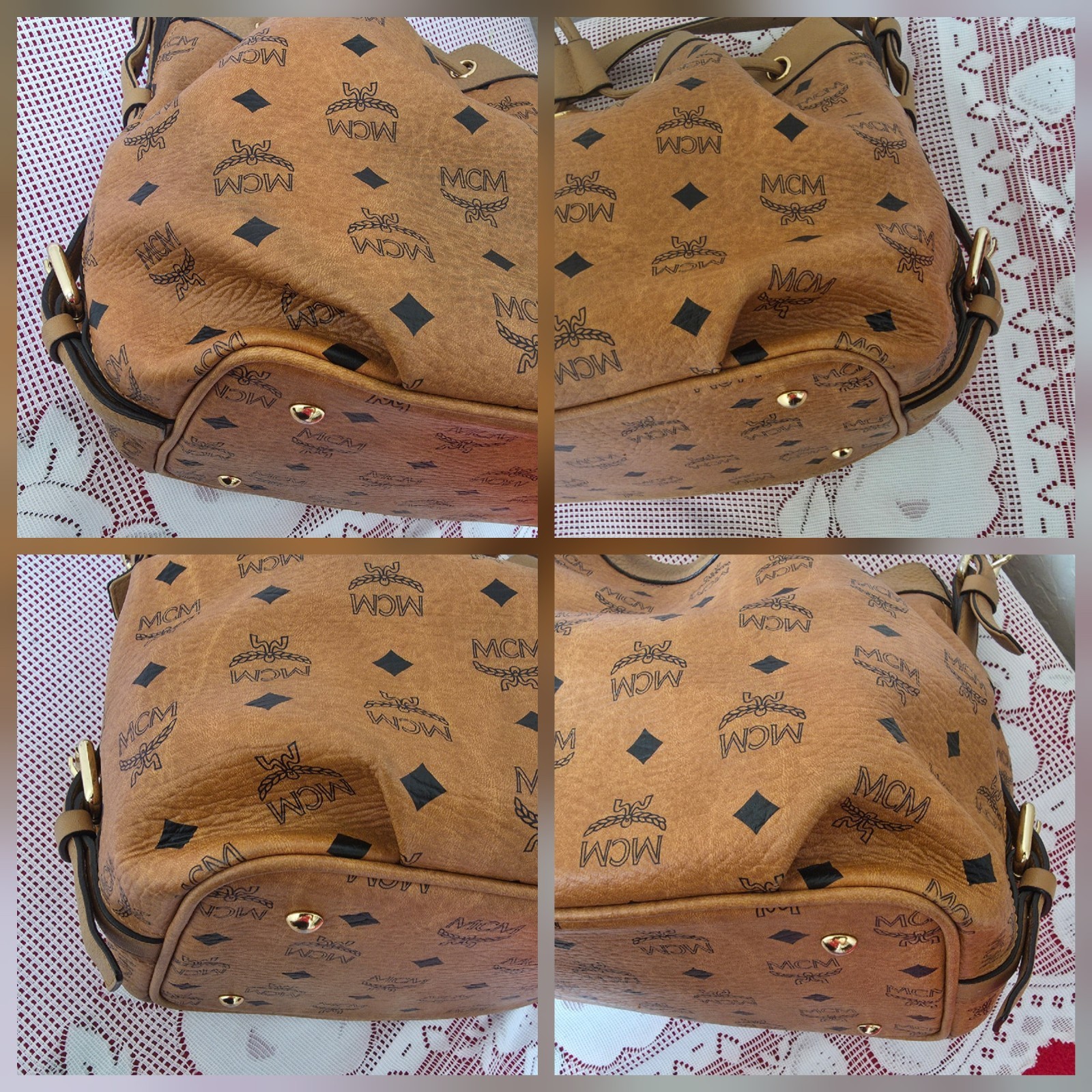 MCM Cognac Monogram Bucket Drawstring Medium Shoulder Bag AUTHENTIC — image 12