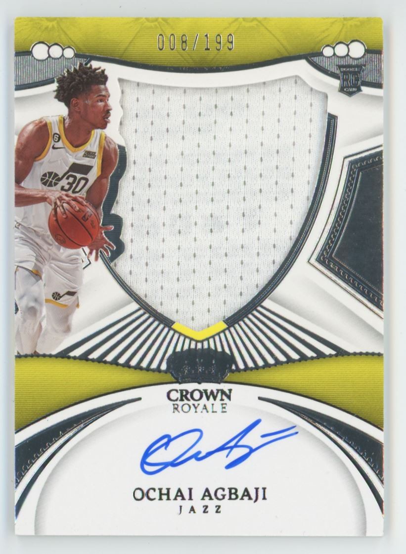 Ochai Agbaji 2022-23 Panini Crown Royale Silhouettes RC Auto /199 Jersey #133