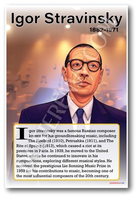 Igor Stravinsky - Composer - Biography Poster 18 x 12 inch