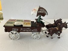 VTG Cast Iron Horse Drawn Fresh Fruits  Vegetables Cart Wagon