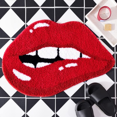 Panstar Red Lips Bathroom Rug Cute Funny Biting Shaped 30x20in Lip