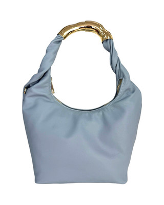 ITALIAN GENUINE CALF LEATHER TRENDY SHOULDER BAG FANCY TOP HANDLE; MADE IN ITALY