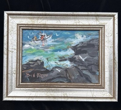 BILL PAXTON (1930-2007) Original Painting  Casco Bay Maine  Oil 7x5  Framed