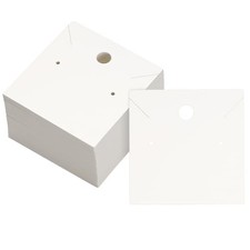 100Pcs Earring Display Cards   2.36In Square Necklace Display Card, White
