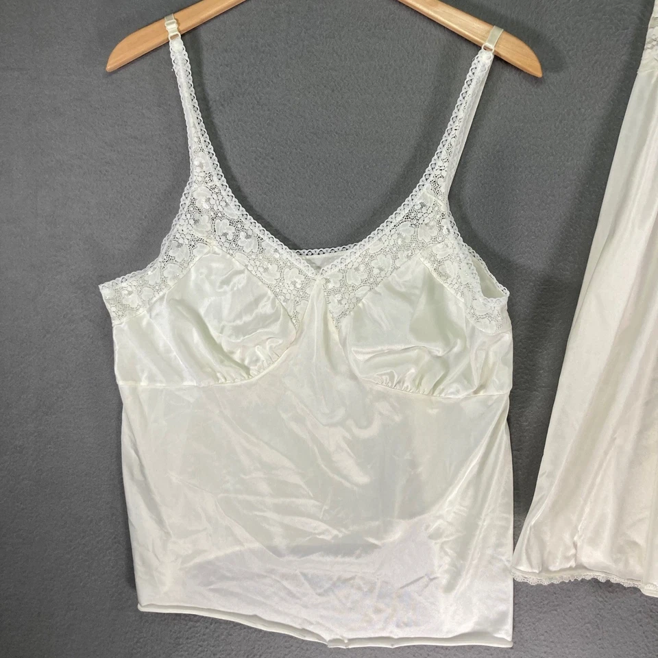Vintage Lovable Ivory Lace Trim Camisole Slip Skirt Set Lingerie Women's - Image 2 of 4