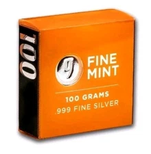 100 gram Cast-Poured Silver Bar - 9Fine Mint! 999 Fine Silver! In Box From Mint!