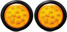 Qty 2- 4 Inch Amber 12 Led Round Signal Turn Truck Light W Grommet Wiring