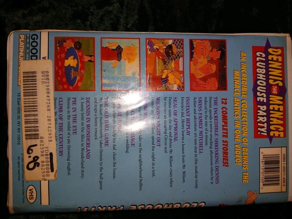 Dennis the Menace Classics VHS 1989 Rare Vintage Cartoons - Image 2 of 2