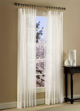 SPLENDOR BATISTE CURTAINS PINCH PLEATED SHEER DRAPERIES, DRAPERY PAIRS