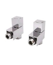 Good Home Chrome Cube Top Manual Radiator Valve And Lockshield: Angled 15mm- 1/2