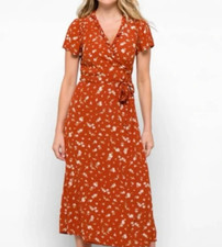 Madewell Orange Floral Wrap Dress NWT M