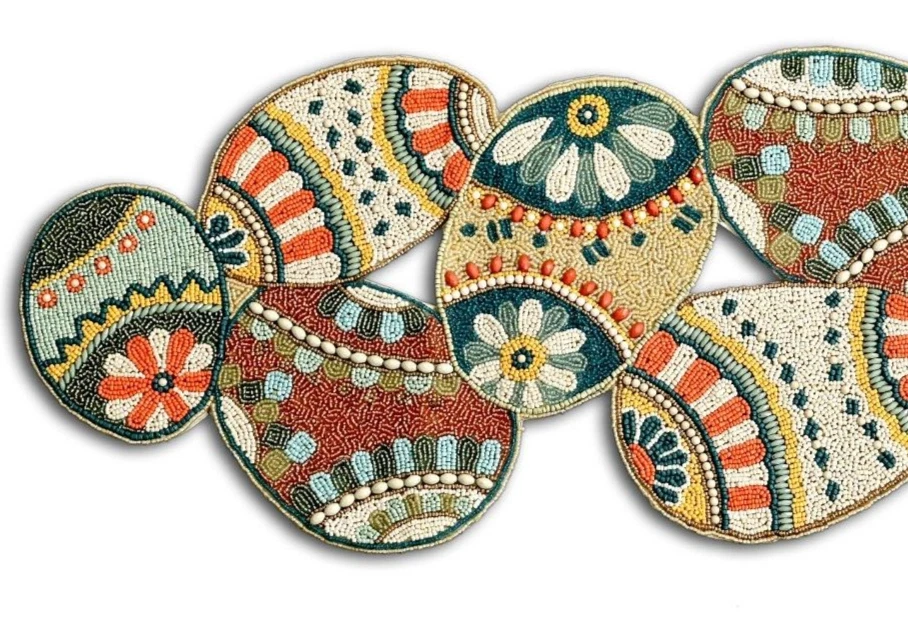 Easter Eggs Table Runner Designer Beaded Table Runner Easter Tableware 13X36 In - Image 3 of 4