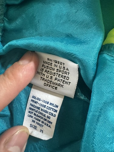 VTG 1980's Fusion Sport Blue/Green Iridescent Nylon Windbreaker Pants Sz Medium - Picture 10 of 11