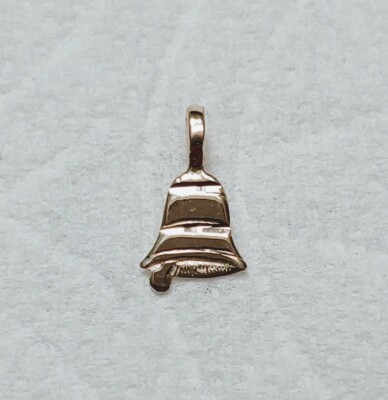  Neu 14k Gelbgold alte Glocke Charm Anhänger 