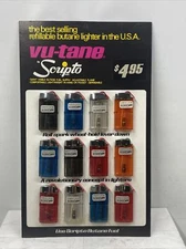 Vintage Scripto Store Display Advertising Card Vu Tane Butane Lighters Nos New