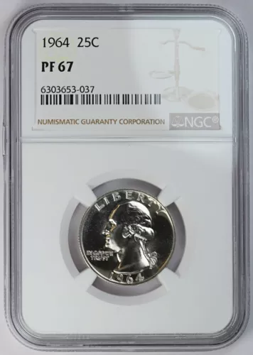 1964 NGC PF PR 67 United States / American 25c Washington Quarter