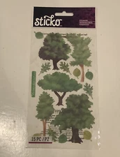 Sticko Vellum Trees & Leaves Journal Photo Scrapbook Stickers New
