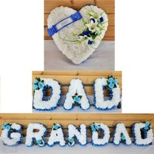 Funeral Flowers DAD GRANDAD HEART  Artificial Tribute Wreath Silk Package