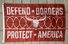 Defend The Border Protect America Flag FREE USA SHIP Donald Trump MAGA Sign 3x5’