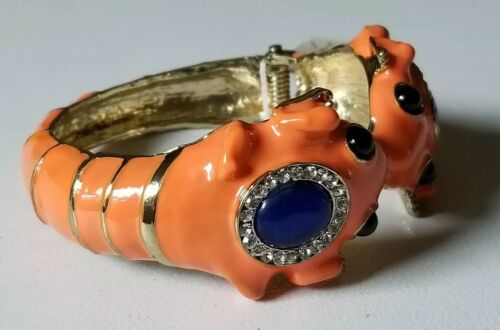 Rare Vintage Kenneth Jay Lane Kissing Axolotl / Lizard Enameled Bracelet ☆ New ☆ - Picture 7 of 12