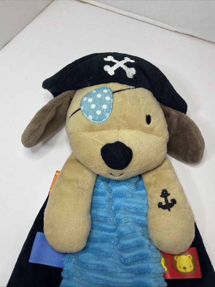 Taggies Pirata Cachorro Perro Peluche Lovey Sonajero Manta de Seguridad Bebé Juguete 12" En Blanco Foto 3 de 4