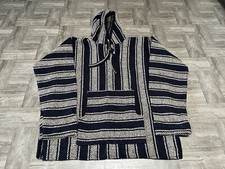 Baja Mexican Pull Over Hoodie Men  s Large Authentic Artilana Drug Rug Brown Blue