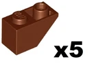 LEGO 5 New Reddish Brown Slope Inverted 45 2 x 1 Studs Part 3665 RB01