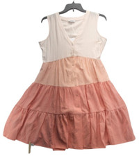 Calvin Klein Seersucker A line dress Ombré Orange Coral Check Size 8