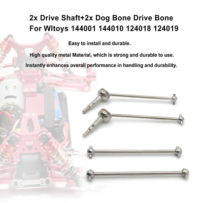 2x Drive Shaft+2x Dog Bone Drive Bone Fit For Wltoys 144001 144010 124018 124019