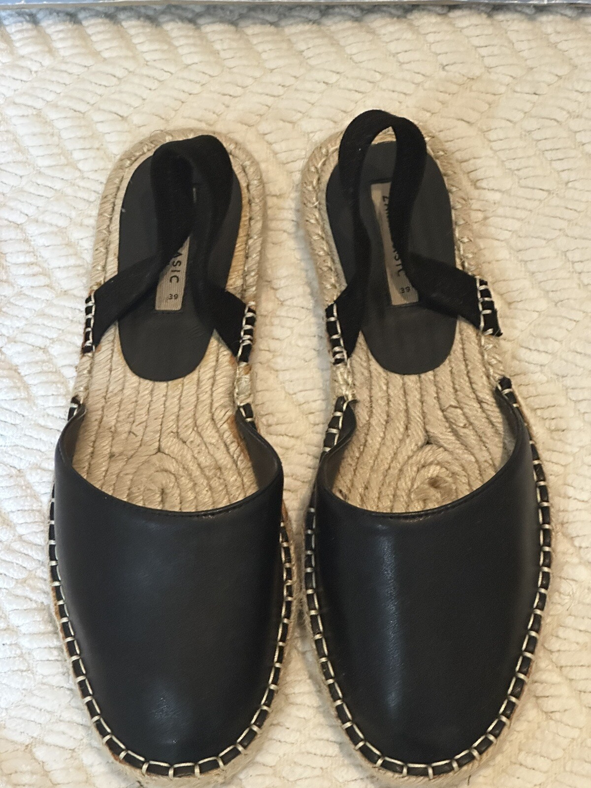 Zara Basic Espadrilles Black Flat Closed Toe Elas… - image 2