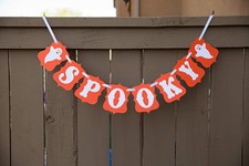 Halloween "Spooky" Banner, Halloween Party Decorations, US Seller