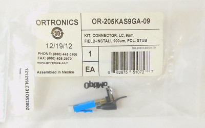 Ortronics 205KAS9GA-09 Optimo LC 9um Single Mode Prepolished Connector 900um Buf