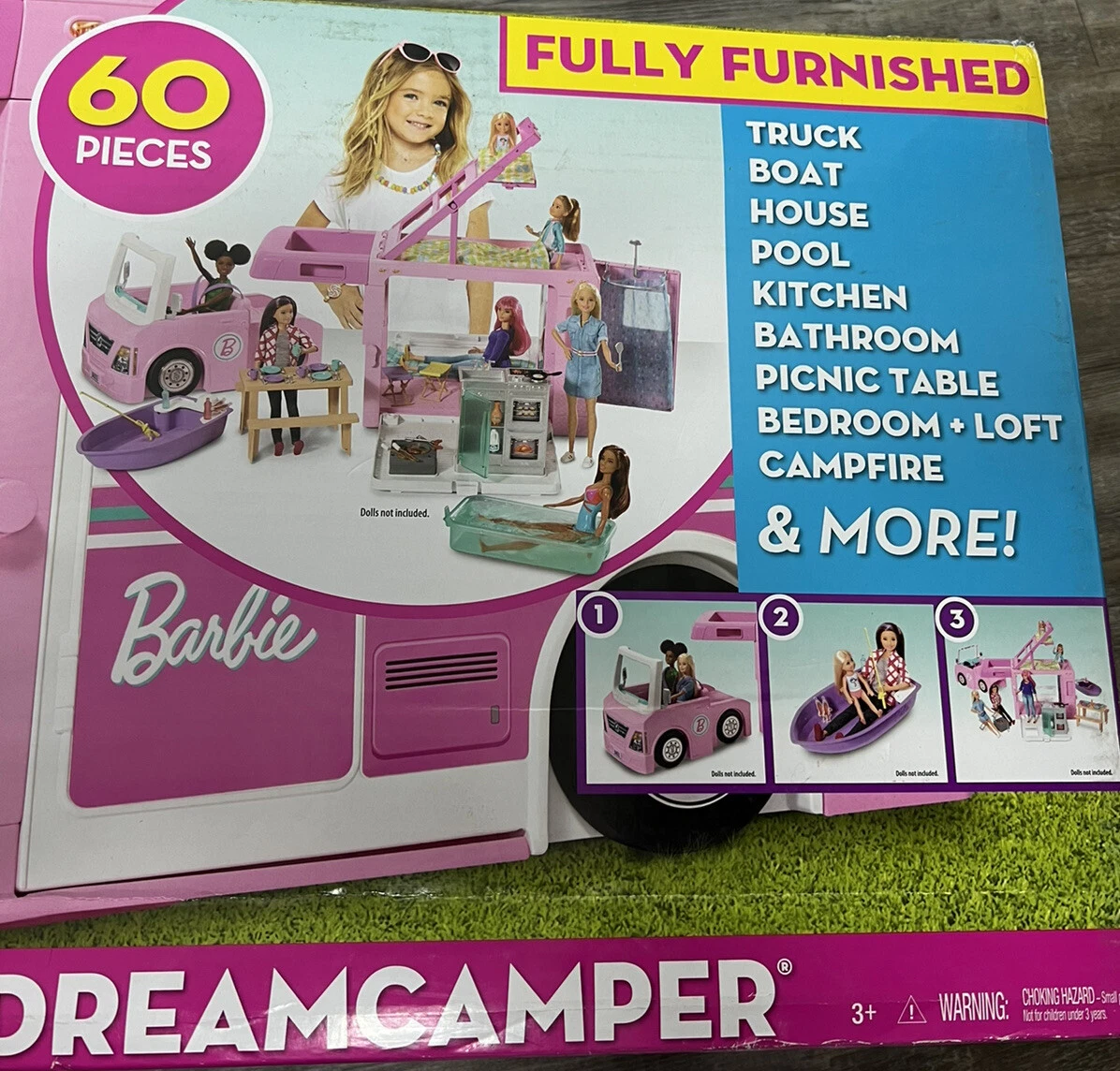 Barbie 3-in-1 DreamCamper Playset (Truck, Boat and House) with