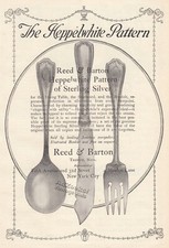 1912 Reed & Barton Sterling Silver Heppelwhite Pattern Print Ad w/ Close-Up Pix!