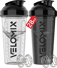2 Pack- 28 oz Protein Shaker Bottles for Protein Mixes - 2x Wire Whisk