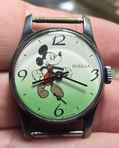 Pobeda Watch. Mickey Mouse Mechanical Working. Russian USSR