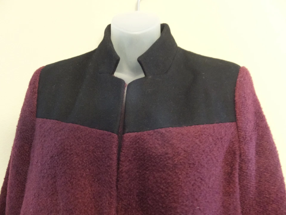 Abrigo Chaqueta Kenneth Cole Capa Envoltura Ciruela Púrpura Mezcla Lana Para Mujer Talla 6 Foto 2 de 4