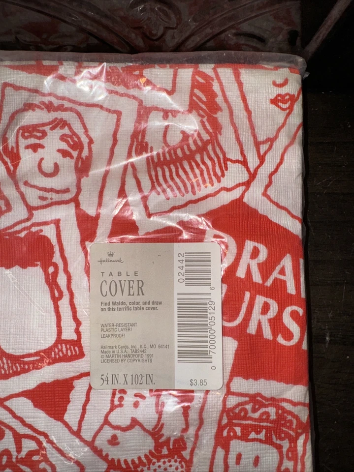 Vintage Party Paper Table Cover Hallmark 54" X 102" Where's Waldo? -1991 - Image 2 of 4