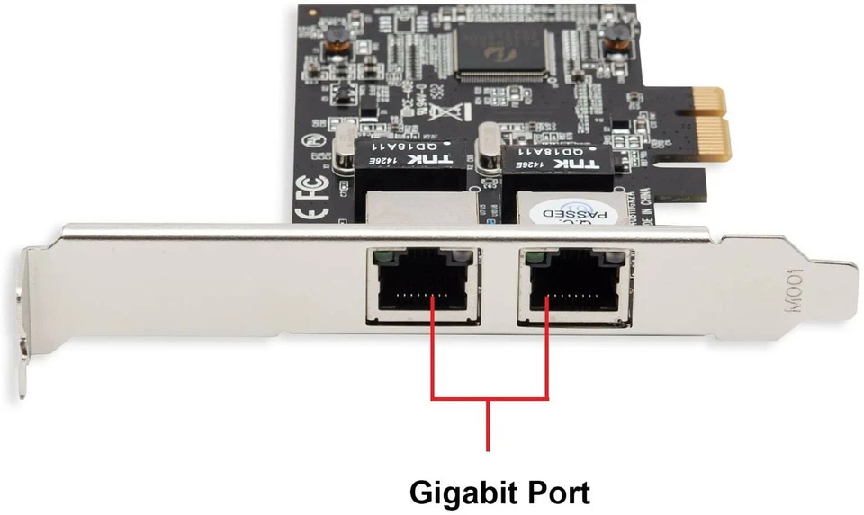 Tarjeta de interfaz de red Syba 2 puertos Gigabit Ethernet PCI-e x1 10/100/1000 Mbps Foto 3 de 4