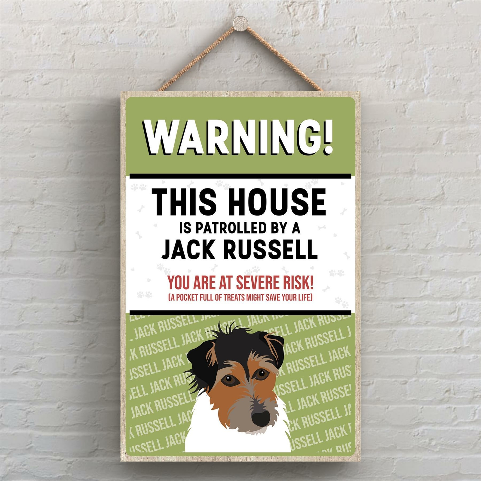 JACK RUSSELL WORKS OF K PEARSON DOG BREED ILLUSTRATION WOODEN HANGING PLAQUE
