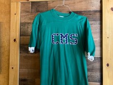 CMS Shirt Adult Large VTG Eagle USA Made Green Blue White School Teacher Alumni