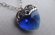 Pendente cuore cristallo Swarovski blu con collana in argento 925