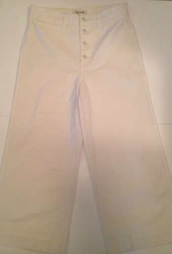 NEW Madewell Emmett Wide-Leg Crop Pants Women's Size 29 or 33 Ivory Button Front - Picture 7 of 17