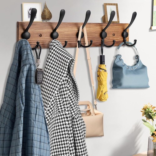 Kuhome Garderobe Wandhalterung Holz Hutablage für Wandhaken Kiefer Echtholz Bohle - Bild 2 von 3