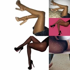 US Sexy Fishnet Stockings Gorgeous Sparkle Rhinestone Pantyhose Slim Club Party