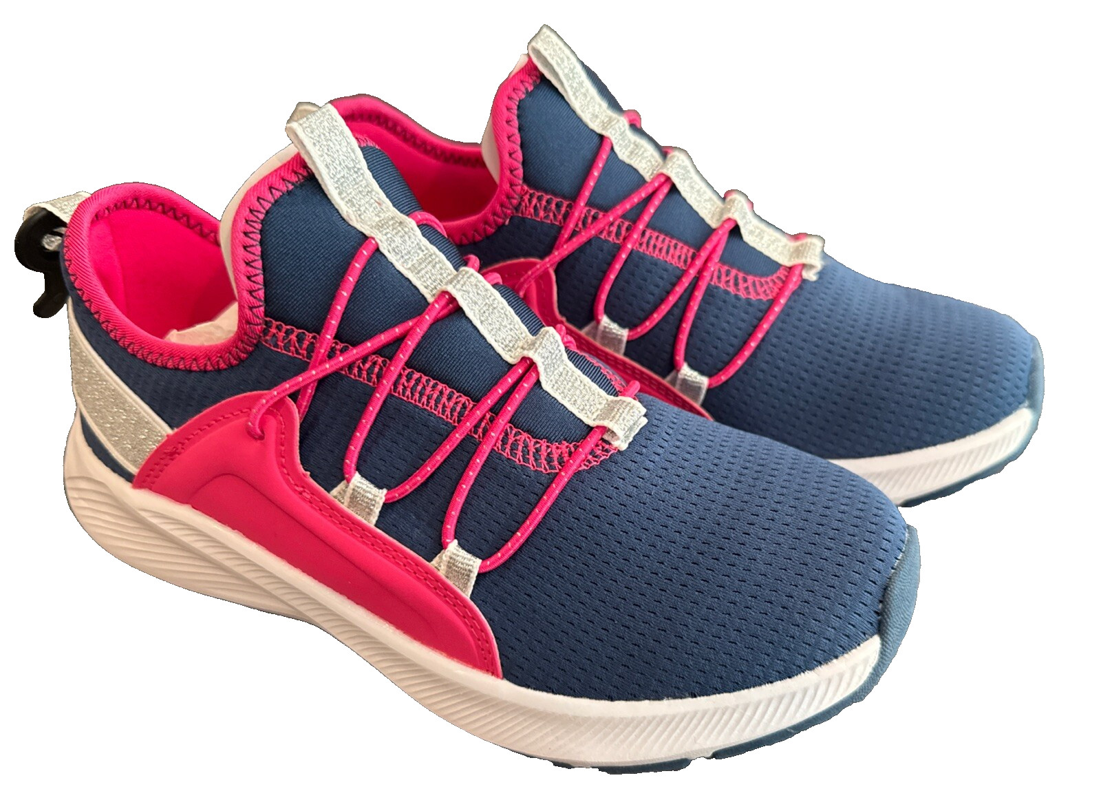 Navy Blue/pink/silver Slip On Shoes New