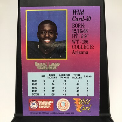 1991 WILD CARD COLLEGIATE FOOTBALL - DARRYL LEWIS #30 - ARIZONA | eBay