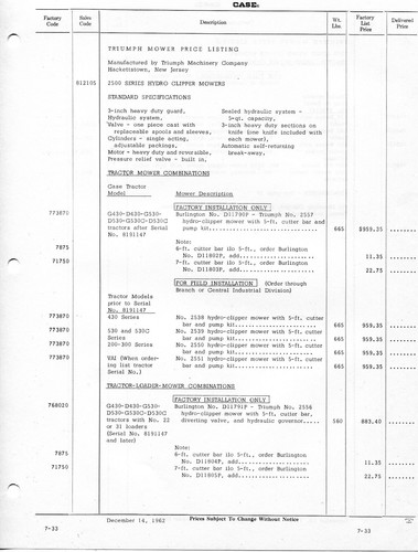 1962 2pg Listino Prezzi Rivenditore Valigetta Trattore Triumph 2500 Falciatrice 2557 2538 2550 - Foto 1 di 3