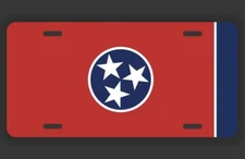 TENNESSEE STATE FLAG LICENSE PLATE TAG VANITY FRONT ALUMINUM 6 INCH BY 12 INCH