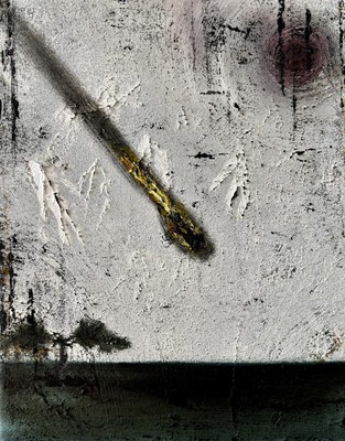   Here I Am    Small Acrylic Painting Ufo Alien Comet Original Signed COA
